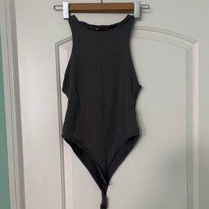 Zara Charcoal Halter Bodysuit